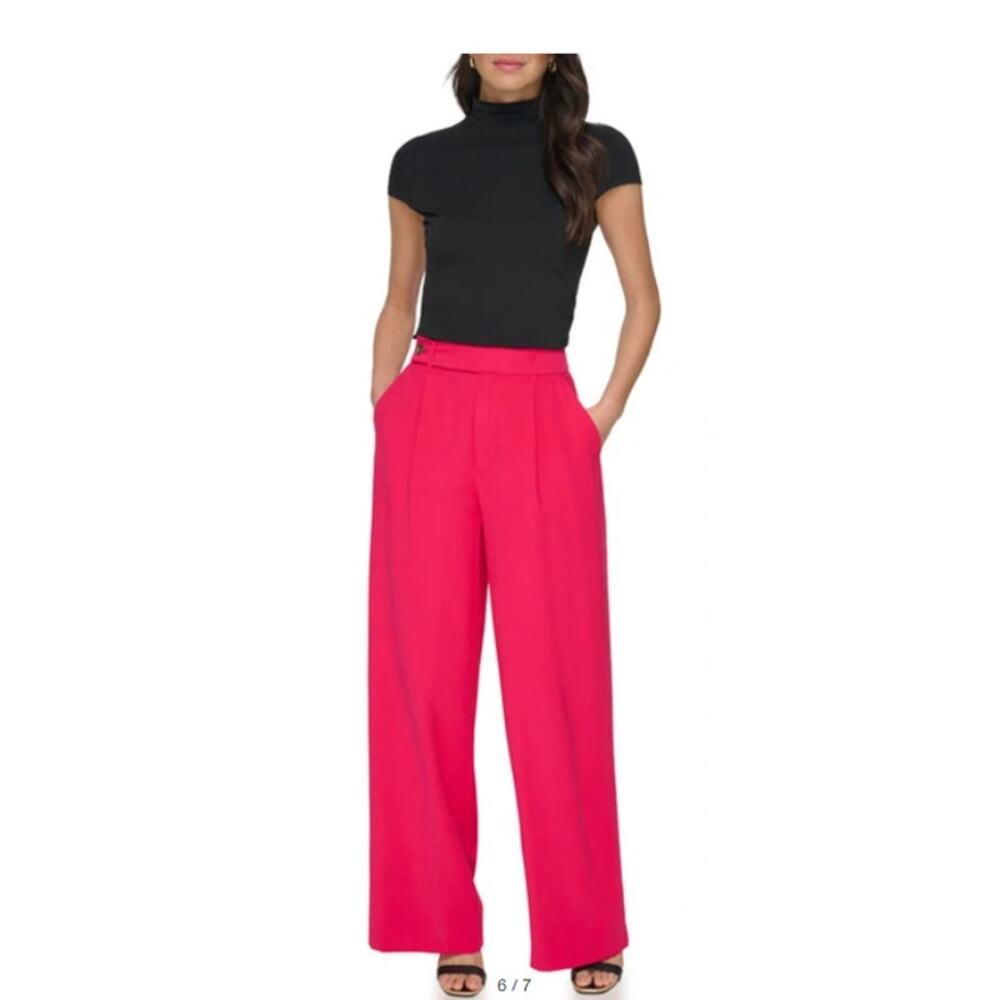 DKNY Frosted Wide‎ Leg Twill Trousers Size 2